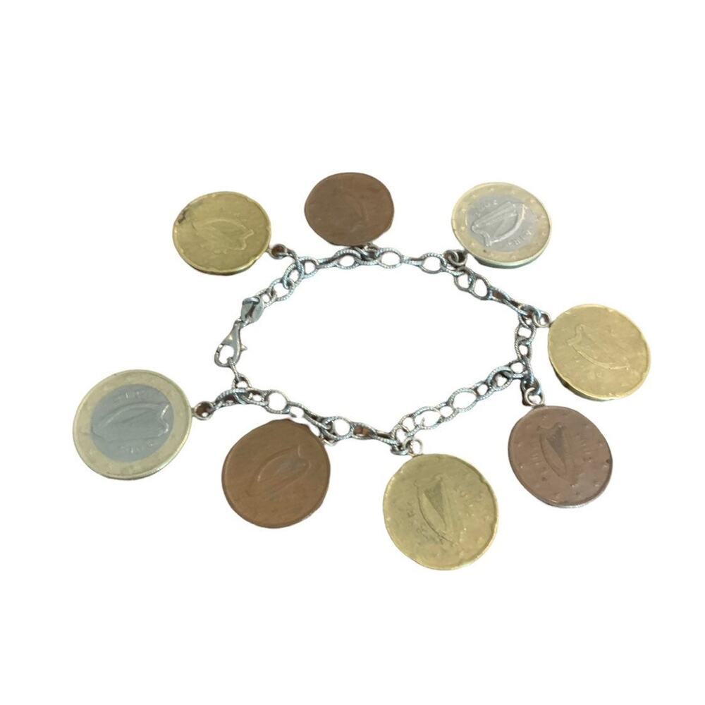 2002 EURO Coin Bracelet Silver & Gold Tone 8 Coins